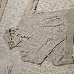 Hawker Rye Henley Popover Hoodie Mens Large Beige